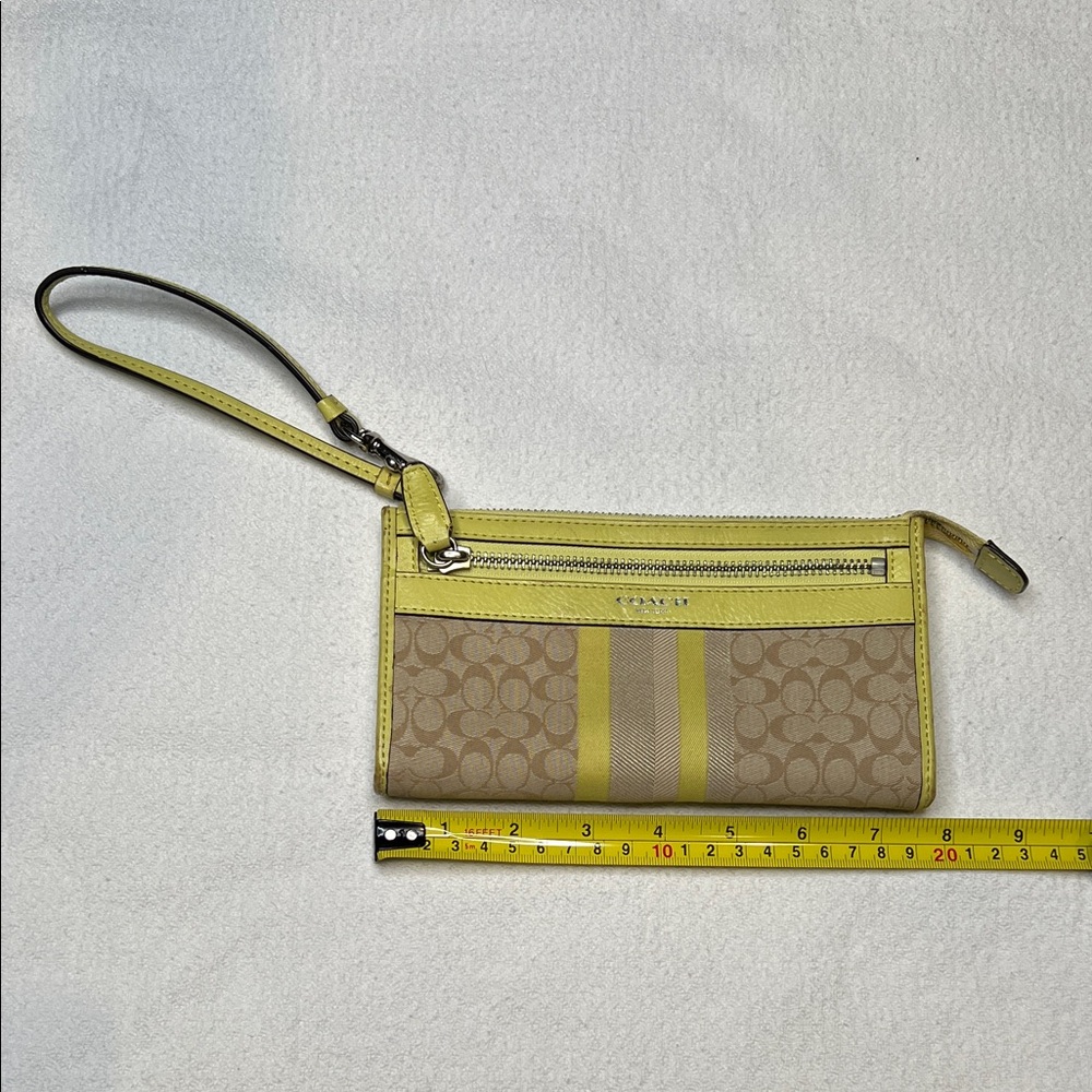 Coach Yellow and Tan Wristlet